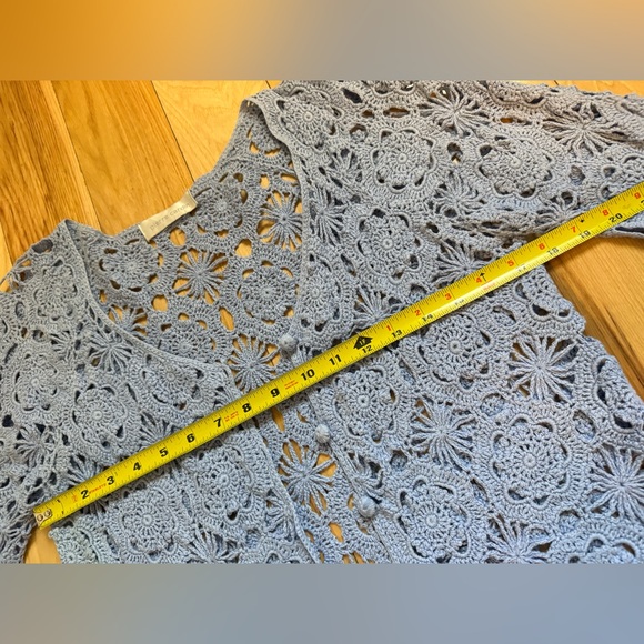 Pierre Cardin Blue Crochet Cardigan Size Small - Picture 7 of 9